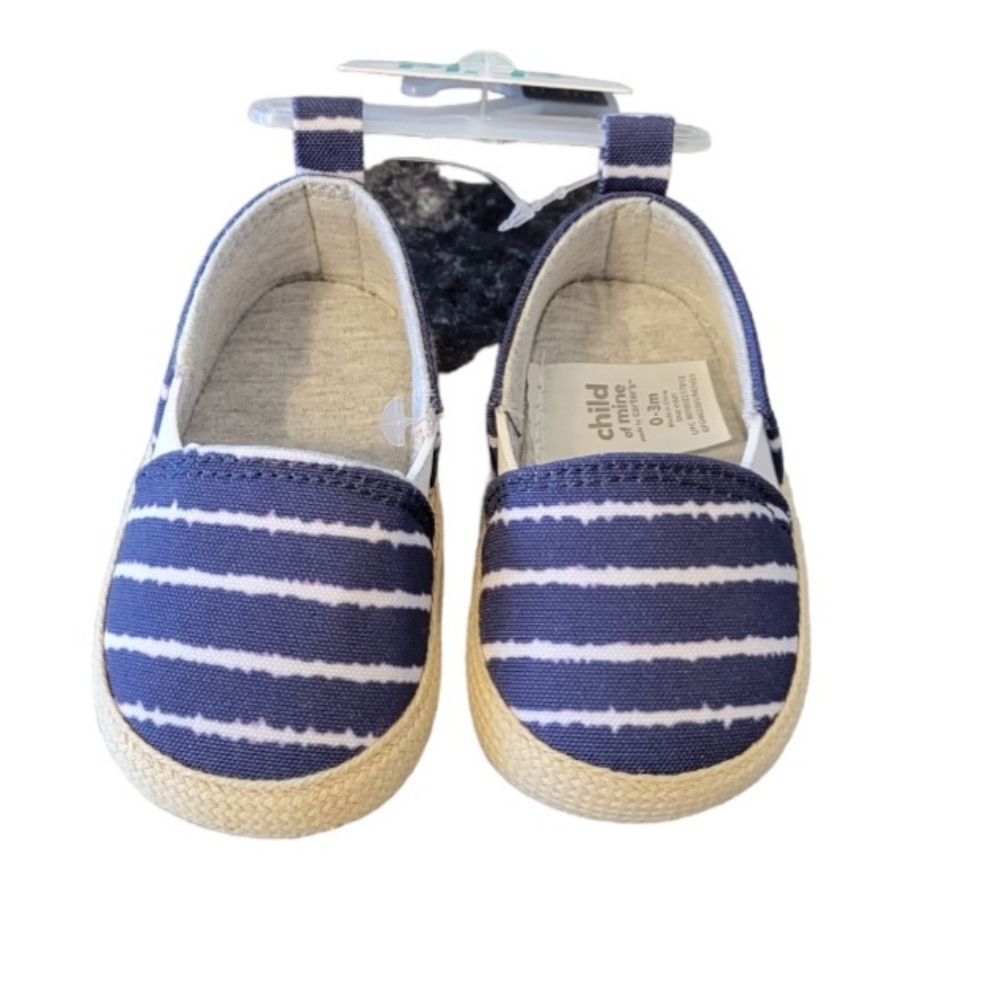 Baby boy stripped slip on shoes 0-3 months